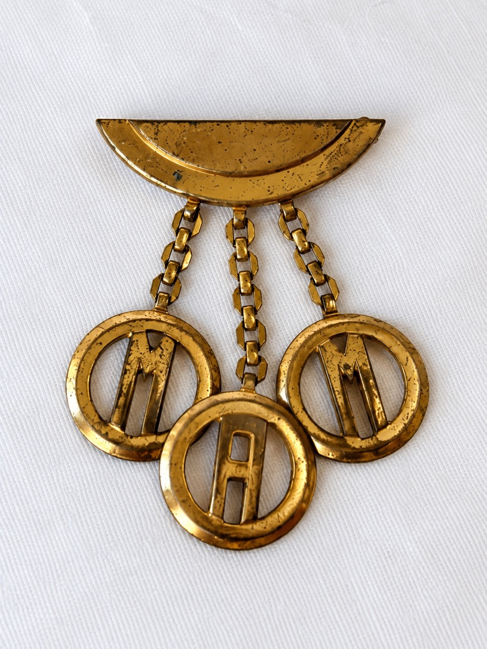 Vintage Monocraft Gold-Tone Monogram Dangle Brooch
